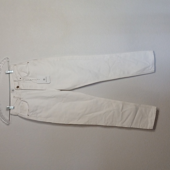New(Flawed) Anine Bing Sonya High Rise Ankle Slim White Jeans Size 25 - Picture 2 of 10